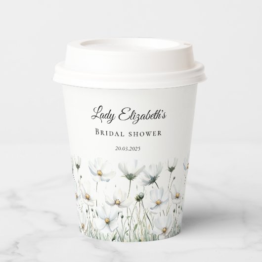バジェット パープル フラワーズ ブリッジトン ブライダル シャワー 紙コップ (正面)