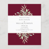 バジェット・ブルゴーニュ結婚・グリーンの写真招待状 (正面)