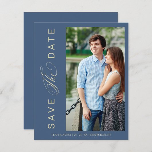 バジェット・ブルー結婚の写真ウィミシカル・スクリプト (正面/裏面)