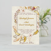 バジェット・ボー結婚フェザー 箔招待状 (立ち正面)