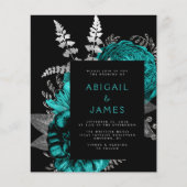 バジェット・ムーディード・ダークフローラティール（緑がかった色）シルバー結婚ズ (正面)