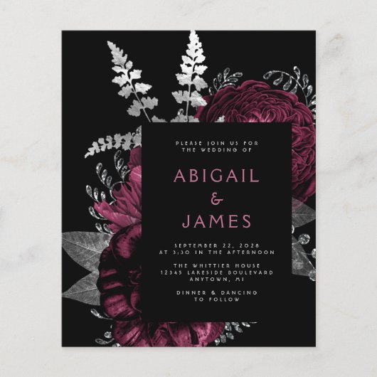 バジェット・ムーディード・ダーク・フローラ・ブルゴーニュ・結婚シルバー (正面)