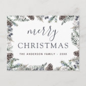 バジェット・メリークリスマスほこりっぽい青い緑 シーズンポストカード (正面)