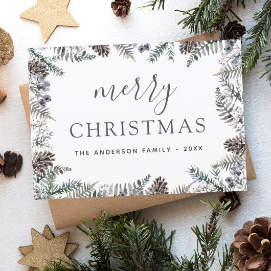 バジェット・メリークリスマスほこりっぽい青い緑 シーズンポストカード