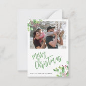 バジェット・メリークリスマス写真の緑の休日 ノートカード (正面)