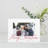 バジェット・メリークリスマス書道シンプル3写真 シーズンカード (スタンド正面)