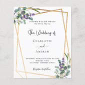 バジェット・ユーカリ・ラベンダー・ジオ・結婚式招待状 (正面)