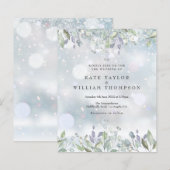 バジェット ライラック フラワー ウィンター ウェディング 招待状 (正面/裏面)
