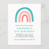 バジェット・レインボー・キッドの誕生日パーティーへの招待 (正面)