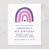 バジェット・レインボー・キッドの誕生日パーティーへの招待 (正面)