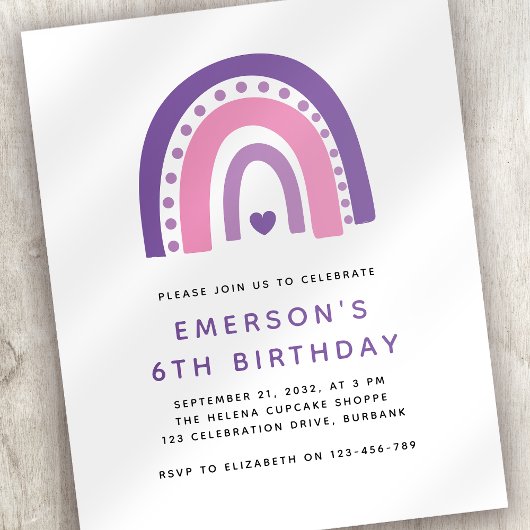 バジェット・レインボー・キッドの誕生日パーティーへの招待