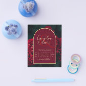 バジェット レッドローズ フォレストグリーン ウィンター ウェディング インビテーション チラシ (シングル)