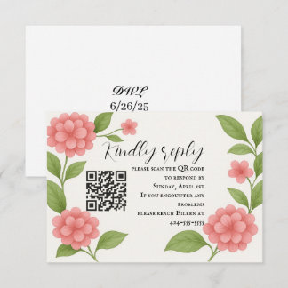 バジェット ヴァイブラント ピンク QR コード RSVP カード