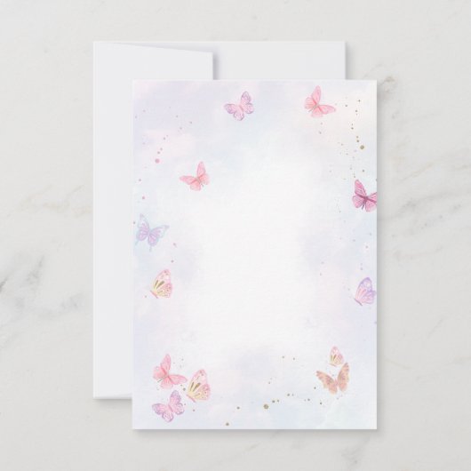 バジェット 乙女のような藤の花のゴールドの蝶の子供の誕生日 サンキューカード (裏面)