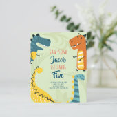 バジェット、生の可愛い恐竜の誕生日招待状 (スタンド正面)