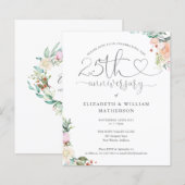 バジェット 25周年 ハート フローラル インビテーション (正面/裏面)