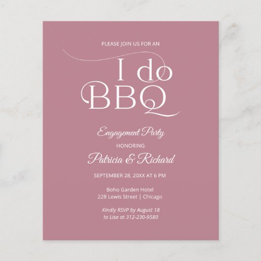 バジェット I DO BBQ エンゲージメントパーティー招待状 (正面)