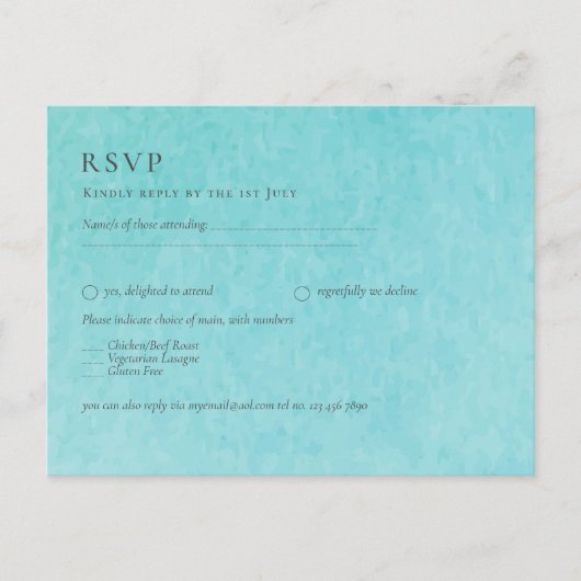 バジェットBLIZZARDブルーウォータービーチ結婚式 ポストカード (正面)