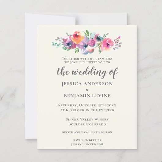 バジェットBohoウォーターカラーフラワーエレガントな結婚式 (正面)