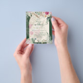 バジェットBOHOエメラルドグリーンBOHOフローラピンク結婚ズ チラシ (手)