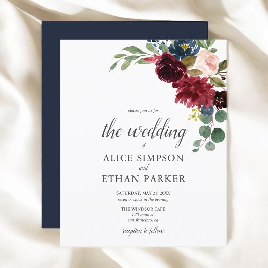 バジェットBohoガーデンブルガンディーブルー結婚フラワーズ