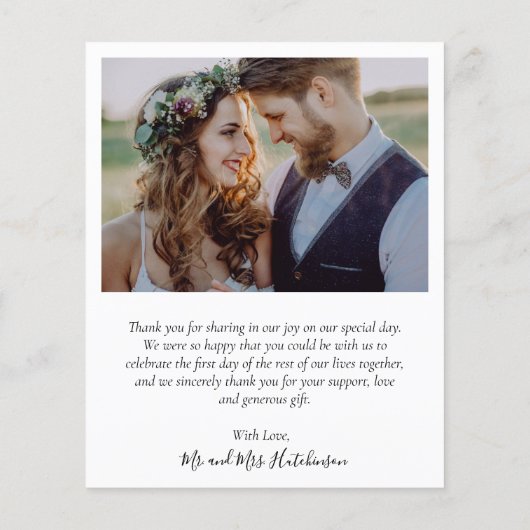 バジェットBohoタイポグラフィ2結婚写真ありがとう (裏面)