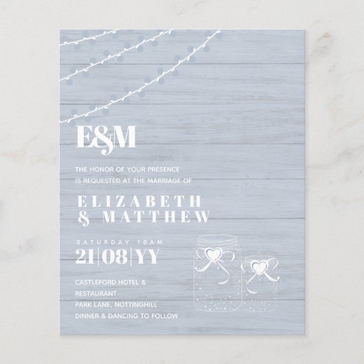 バジェットBOHOダスティブルードリフトウッドメイソンジャース結婚ズ チラシ (正面)