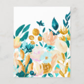 バジェットBohoティール（緑がかった色）水彩フローラ結婚式の招待 (裏面)