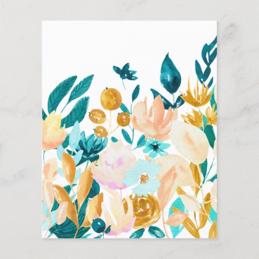 バジェットBohoティール（緑がかった色）水彩フローラ結婚式の招待 (裏面)