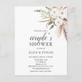 バジェットBohoパンパグラスグリーナリーカップルのシャワー インビテーションポストカード (正面)