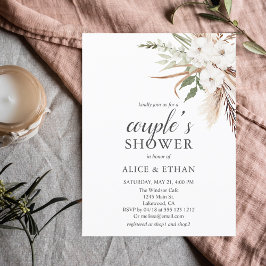 バジェットBohoパンパグラスグリーナリーカップルのシャワーInv インビテーションポストカード