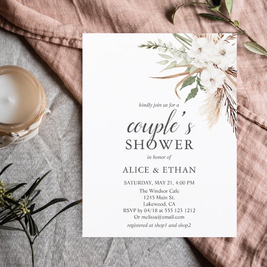 バジェットBohoパンパグラスグリーナリーカップルのシャワーInv インビテーションポストカード