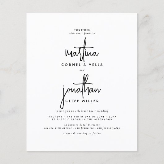 バジェットBohoブラック&ホワイトエレガントフォト結婚ズ (裏面)