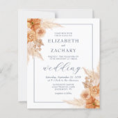 バジェットBoho乾燥フローラネイビーブルーウェディング招待 (正面)