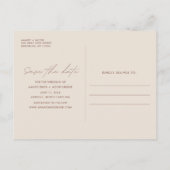 バジェットBoho写真結婚式の日付を保存 案内ポストカード (裏面)