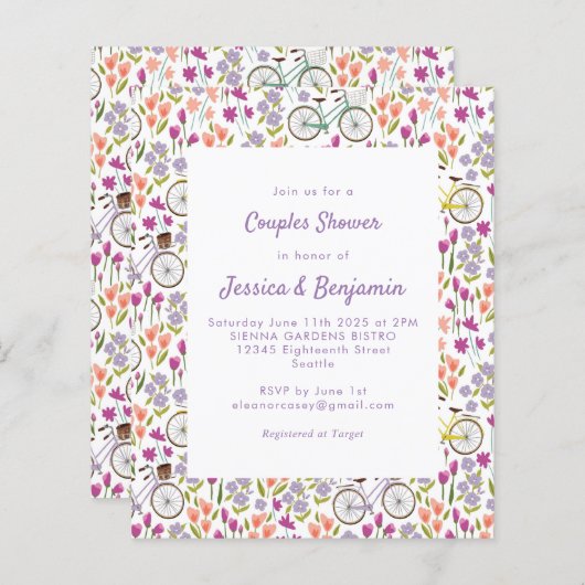 バジェットBoho自転車フローラスクリプトカップルシャワー (正面/裏面)