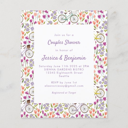 バジェットBoho自転車フローラスクリプトカップルシャワー (正面)