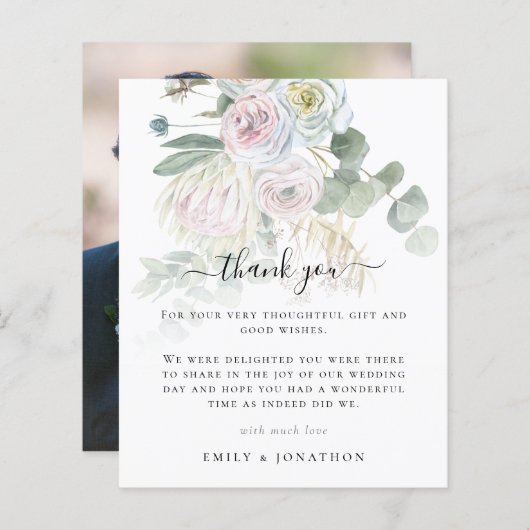 バジェットBoho花模様葉写真結婚の感謝 (正面/裏面)