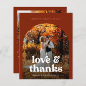 バジェットBoho Arch写真結婚のサンキューカード (正面/裏面)