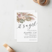 バジェットBoho Pampas Grass女の子ベビーシャワー ノートカード (正面/裏面インサイチュ)