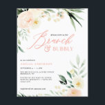 バジェットBrunch & bubbly green peach water color チラシ<br><div class="desc">予算ブランチ&バブリー緑と桃の水の色のフローラ結婚のブライダルシャワー招待。コレクションの一部。</div>