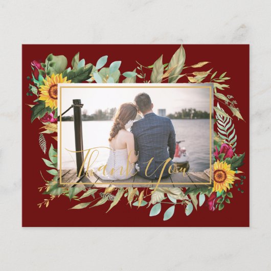 バジェットBurgundyバラひまわり花ありがとう写真 チラシ (正面)