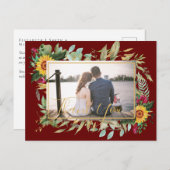 バジェットBurgundyバラひまわり花ありがとう写真 ポストカード (正面/裏面)