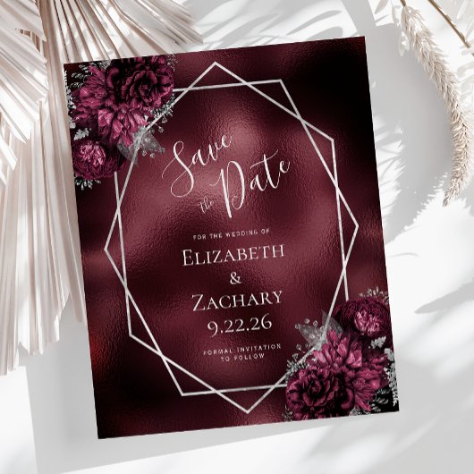 バジェットBurgundyフローラシルバーGeo日付を保存