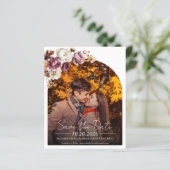 バジェットBurgundyフローラ写真の結婚式の日付を保存 (スタンド正面)