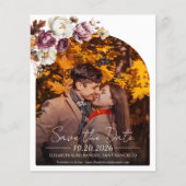 バジェットBurgundyフローラ写真の結婚式の日付を保存 (正面)