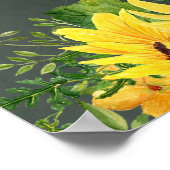 バジェットCHALKBOARD結婚の歓迎サインひまわり ポスター (角)