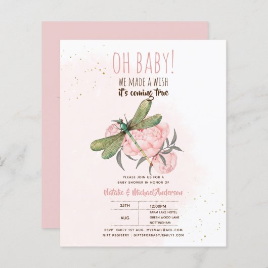 バジェットDRAGONFLY希望の赤ちゃんシャワーフローラ (正面/裏面)