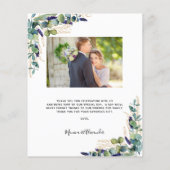 バジェットeucalyptus写真結婚のサンキューカード (裏面)