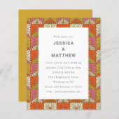 バジェットGroovy 70sレトロピンク結婚式招待状 (正面/裏面)